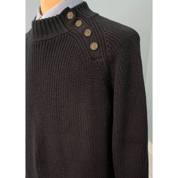 J Crew Mock Neck Sweater Mens XL Long Sleeve Knit Black Cotton Pullover - Picture 2 of 8
